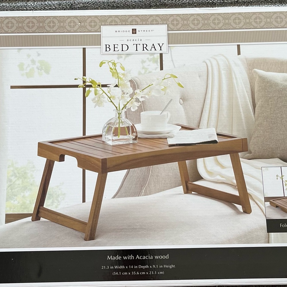 NIB Acacia Bed Tray